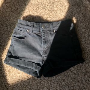 Black high rise jean shorts from AE!